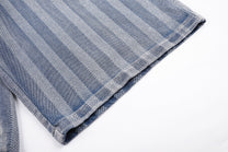 MEIM FADED PINSTRIPE JORTS; Blue; fabric detail