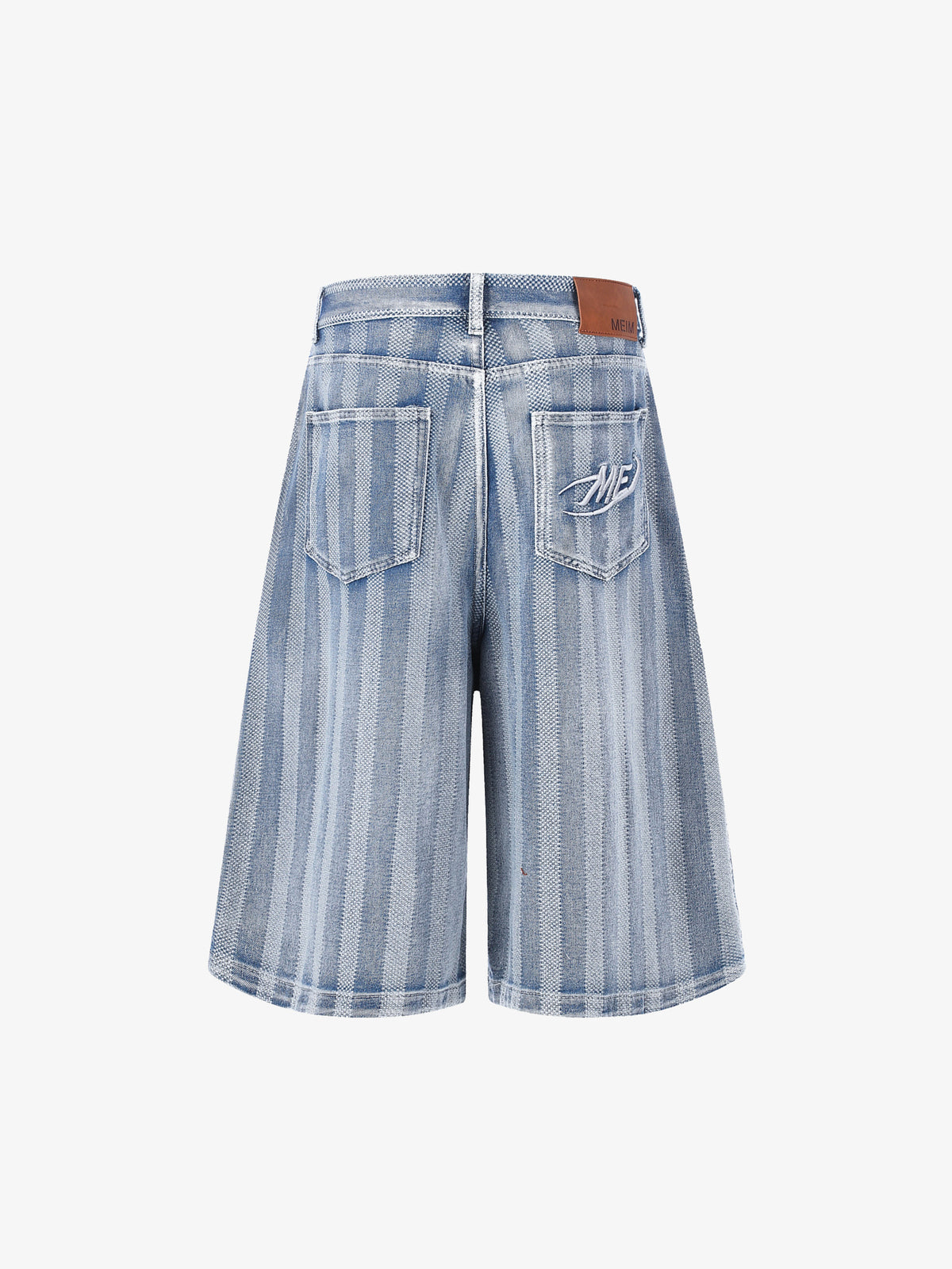 MEIM FADED PINSTRIPE JORTS; Blue; back view