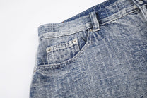 MEIM CROSSHATCH WASHED JORTS; Blue; design detail