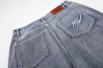 MEIM CROSSHATCH WASHED JORTS; Blue; design detail
