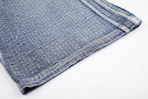 MEIM CROSSHATCH WASHED JORTS; Blue; fabric detail