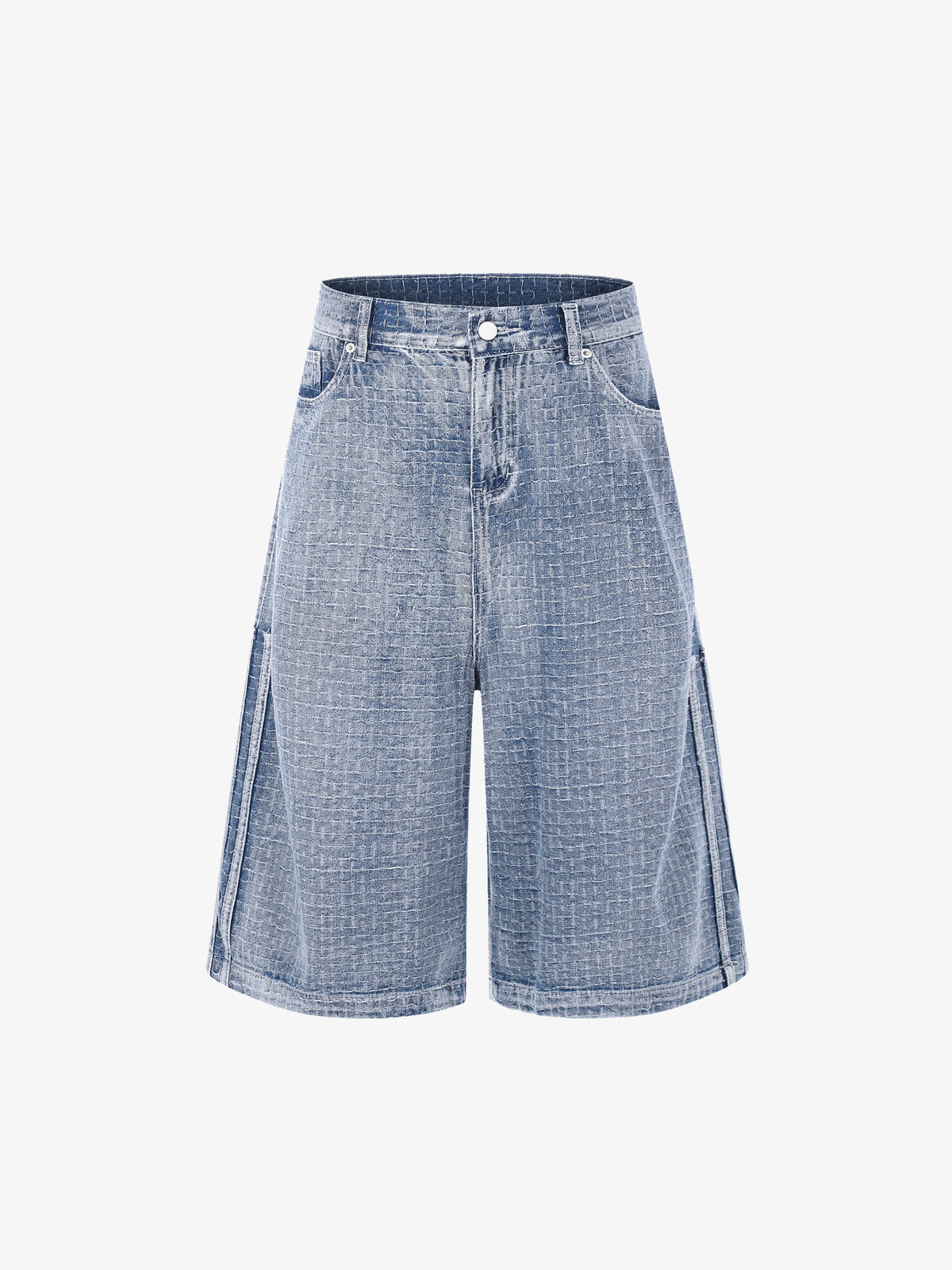 MEIM CROSSHATCH WASHED JORTS; Blue; front view