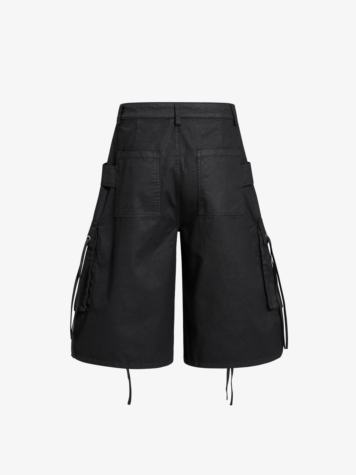 OREETA STRAP CARGO SHORTS; Black; back view