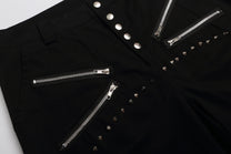 REHTRELT RIVET ZIP PANEL SHORTS; Black; design detail