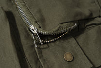 SOUNDLESS CLOUDBURST STACKED POCKET CARGO SHORTS; Olive; garment construction detail