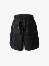 SOUNDLESS CLOUDBURST STACKED POCKET CARGO SHORTS; Black; back view