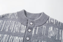 AK ANBULLET ABSTRACT BAND HENLEY SWEATER; Gray; garment construction detail