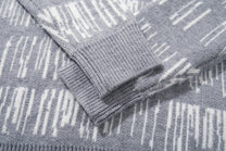 AK ANBULLET ABSTRACT BAND HENLEY SWEATER; Gray; garment construction detail