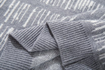 AK ANBULLET ABSTRACT BAND HENLEY SWEATER; Gray; garment construction detail