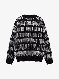AK ANBULLET ABSTRACT BAND HENLEY SWEATER; Black; back view