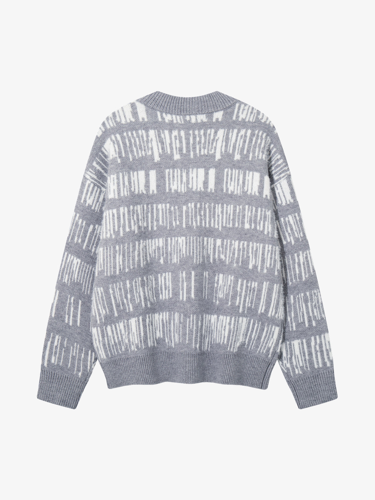 AK ANBULLET ABSTRACT BAND HENLEY SWEATER; Gray; back view