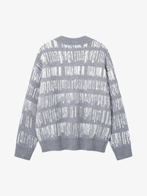 AK ANBULLET ABSTRACT BAND HENLEY SWEATER; Gray; back view