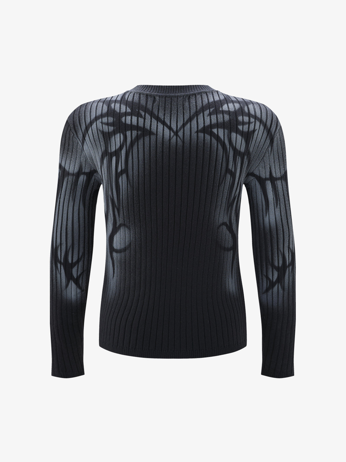 ATSF30 ABSTRACT AIRBRUSH RIBBED SWEATER; Black; back view