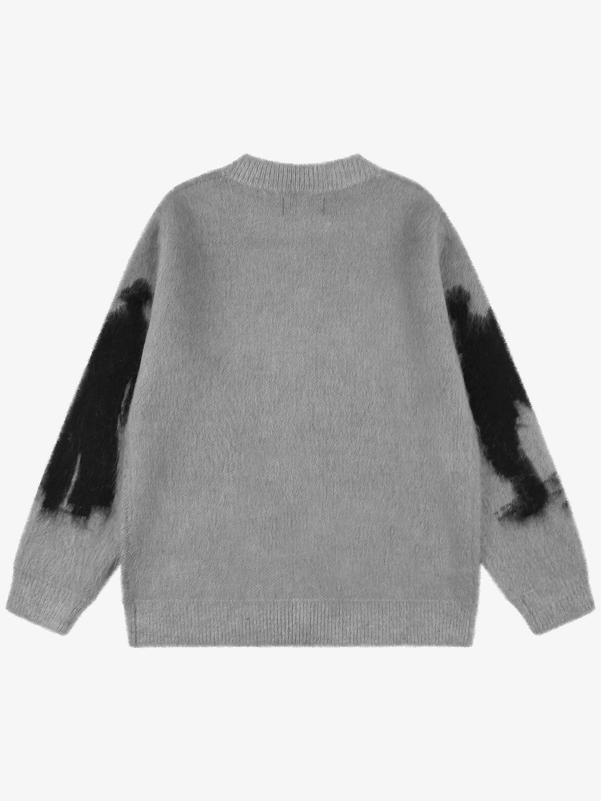 GEESAS SHADOW FIGURE JACQUARD SWEATER; Gray; back view