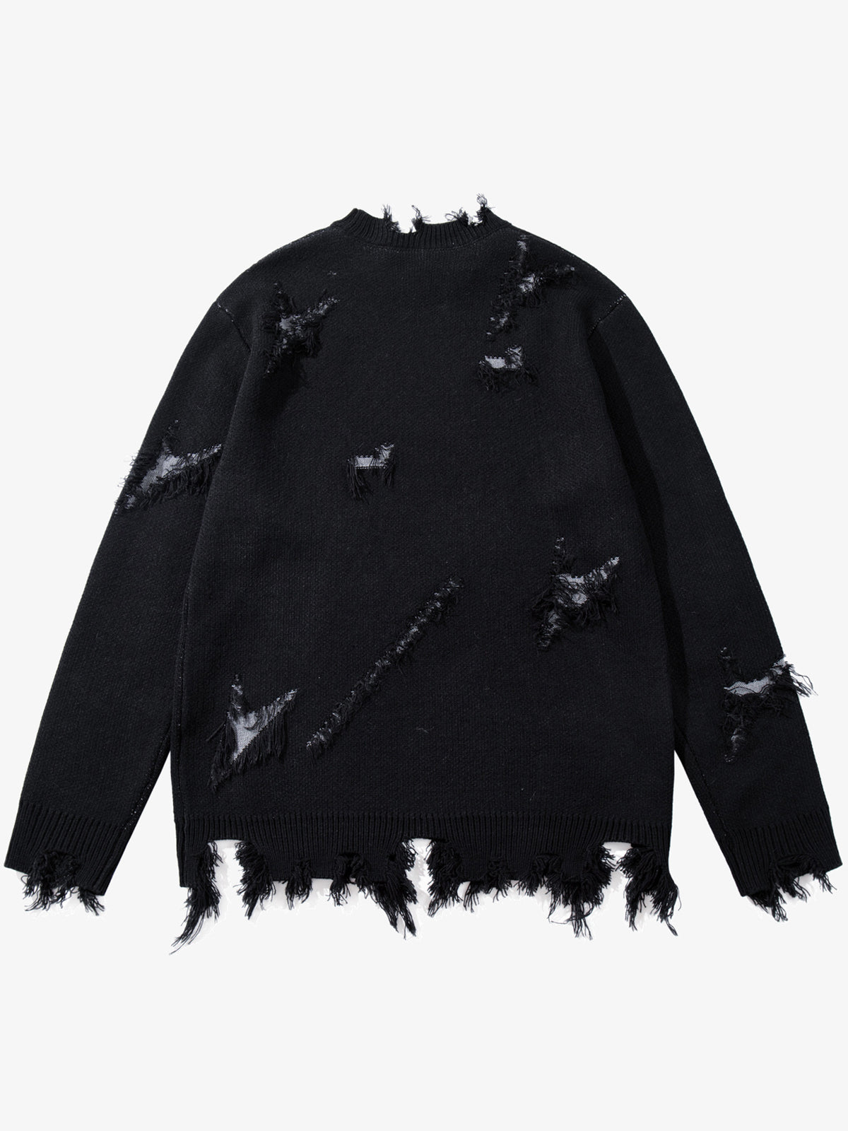 JKPTWSO DISTRESSED GOTHIC SCRIPT SWEATER; Black; back view