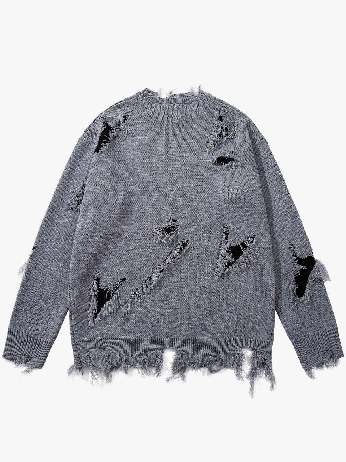 JKPTWSO DISTRESSED GOTHIC SCRIPT SWEATER; Gray; back view