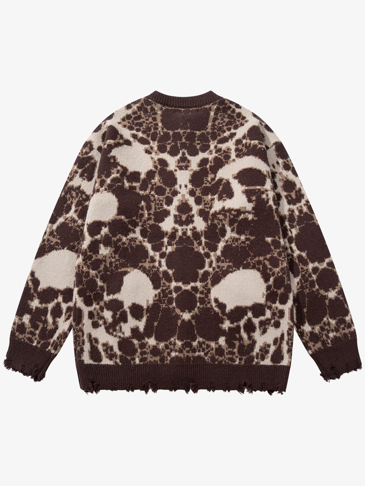 JKPTWSO ABSTRACT JACQUARD CARDIGAN; Brown; back view