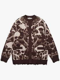 JKPTWSO ABSTRACT JACQUARD CARDIGAN; Brown; front view