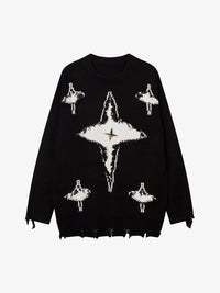 LETS ROCK | GOTHIC CROSS DISTRESSED SWEATER