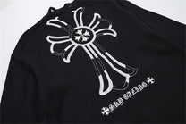 LETS ROCK CROSS EMBLEM DISTRESSED SWEATER; Black; design detail
