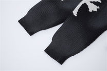 LETS ROCK CROSS SCRIPT ZIP SWEATER; Black; garment construction detail