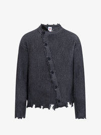 MCCNN | DISTRESSED RIBBED BUTTON CARDIGAN