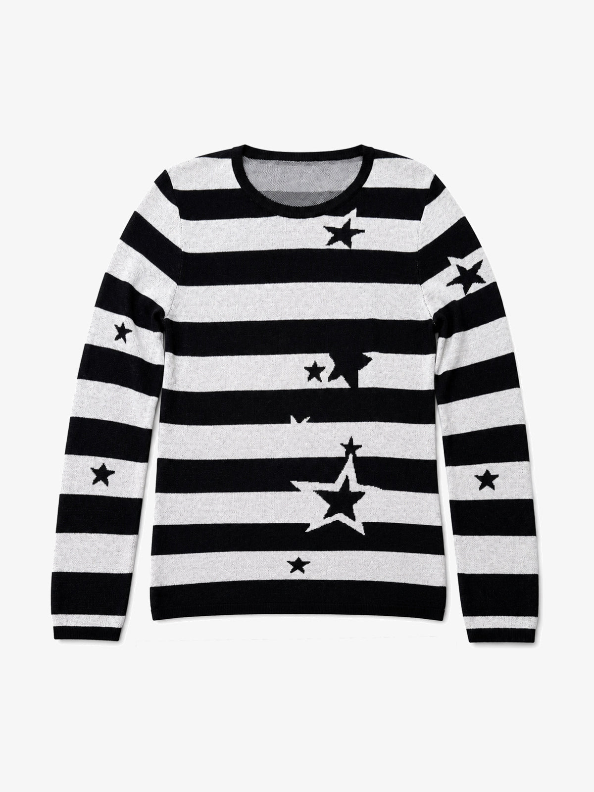 PAIKI STAR STRIPE GRAPHIC SWEATER; White; front view