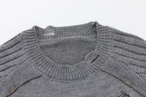 RESTARALL RIBBED PHOTO COLLAGE SWEATER; Gray; garment construction detail