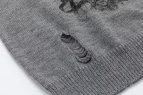 RESTARALL RIBBED PHOTO COLLAGE SWEATER; Gray; garment construction detail