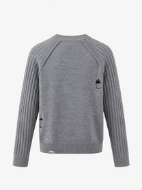 RESTARALL RIBBED PHOTO COLLAGE SWEATER; Gray; back view