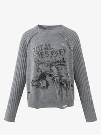RESTARALL | RIBBED PHOTO COLLAGE SWEATER
