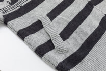 RESTARALL MUSIC NOTE HOODED ZIP CARDIGAN; Gray; garment construction detail