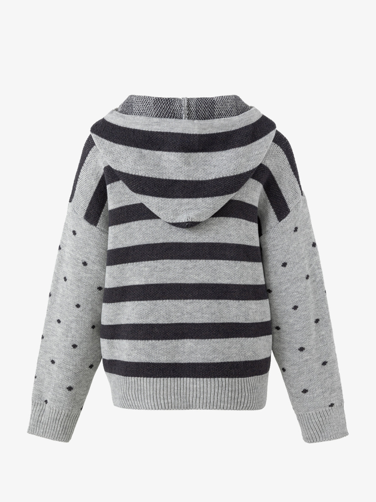 RESTARALL MUSIC NOTE HOODED ZIP CARDIGAN; Gray; back view