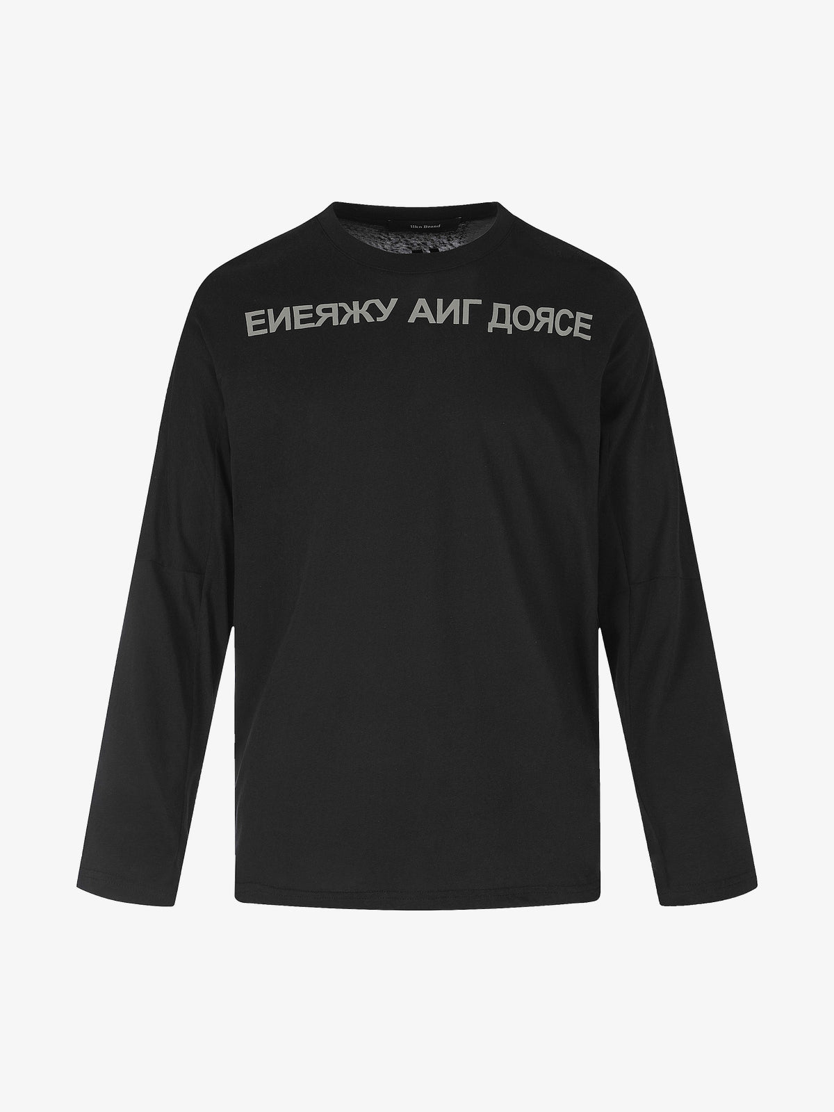 11KN SHOULDER SCRIPT SWEATSHIRT; Black; front view