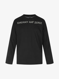 11KN SHOULDER SCRIPT SWEATSHIRT; Black; front view