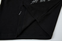 ATSF30 DRAGON PRINT ZIP NECK SWEATSHIRT; Black; garment construction detail