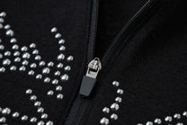 ATSF30 DRAGON PRINT ZIP NECK SWEATSHIRT; Black; garment construction detail