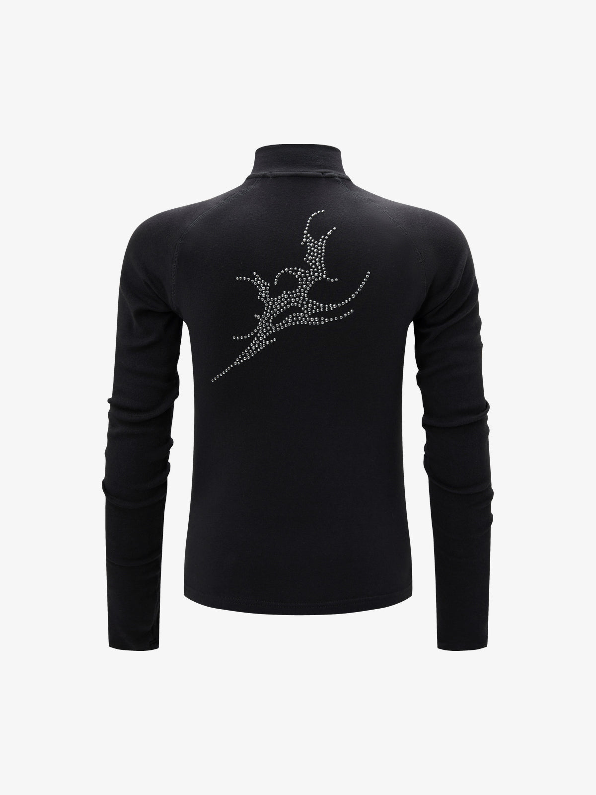 ATSF30 DRAGON PRINT ZIP NECK SWEATSHIRT; Black; back view