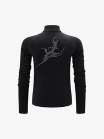 ATSF30 DRAGON PRINT ZIP NECK SWEATSHIRT; Black; back view