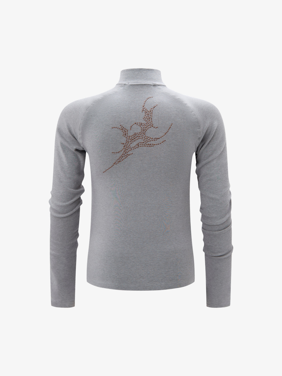 ATSF30 DRAGON PRINT ZIP NECK SWEATSHIRT; Gray; back view