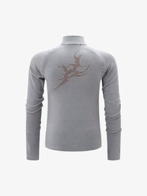 ATSF30 DRAGON PRINT ZIP NECK SWEATSHIRT; Gray; back view