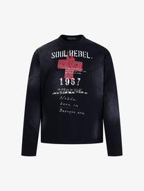 AW SPIKY HEAD 1967 CROSS GRAPHIC SWEATSHIRT; Black; front view