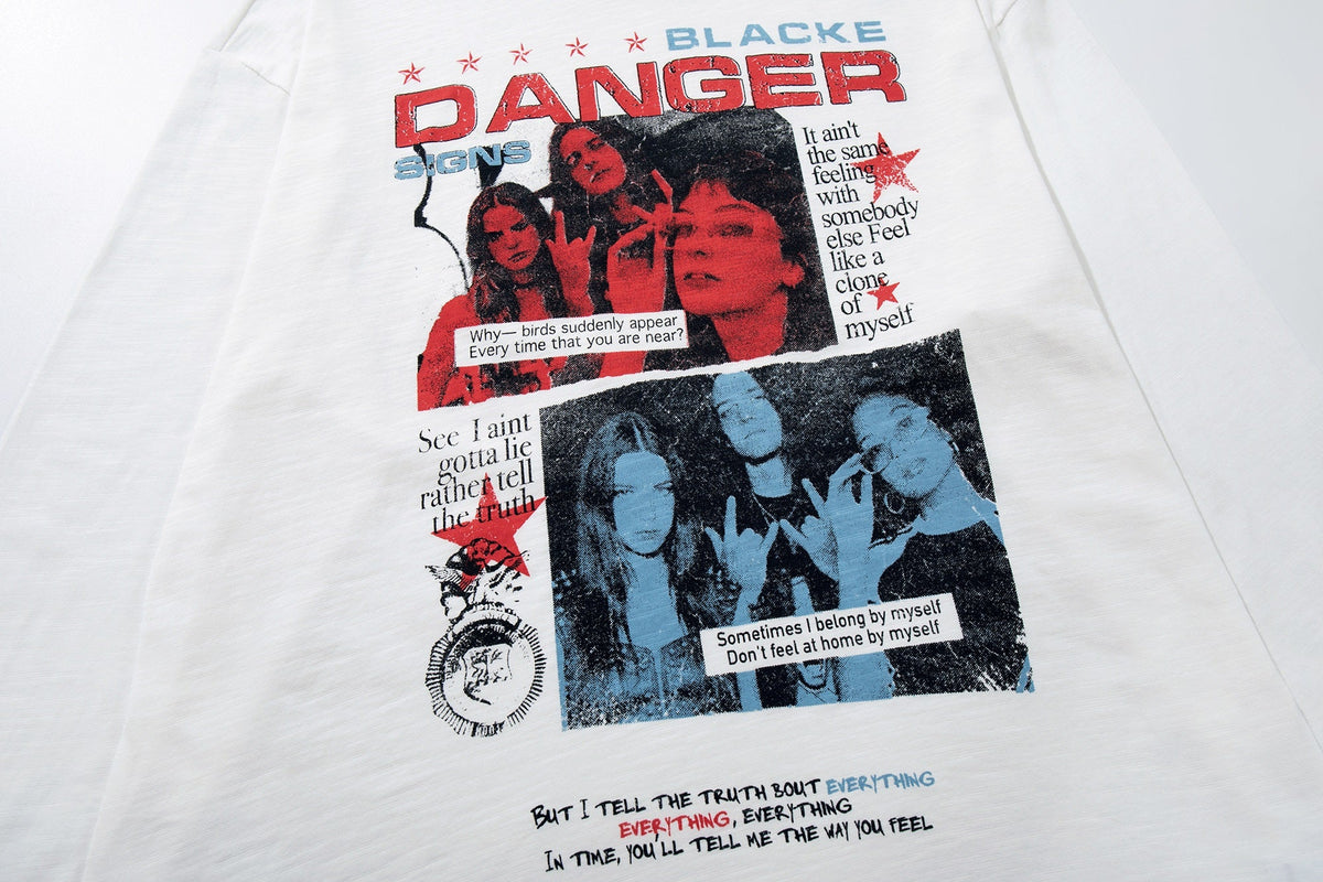 BLACK E78 DANGER COLLAGE SWEATSHIRT; White; design detail
