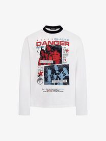 BLACK E78 DANGER COLLAGE SWEATSHIRT; White; front view