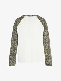 BLACK ENERGY LEOPARD SLEEVE PHOTO SWEATSHIRT; White; back view