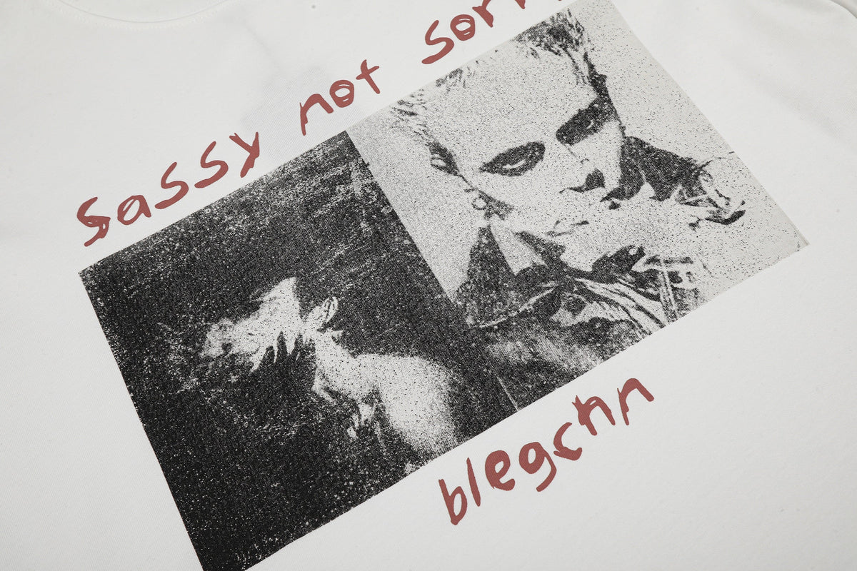 BLACK ENERGY PHOTO PRINT LAYERED SWEATSHIRT; White; design detail