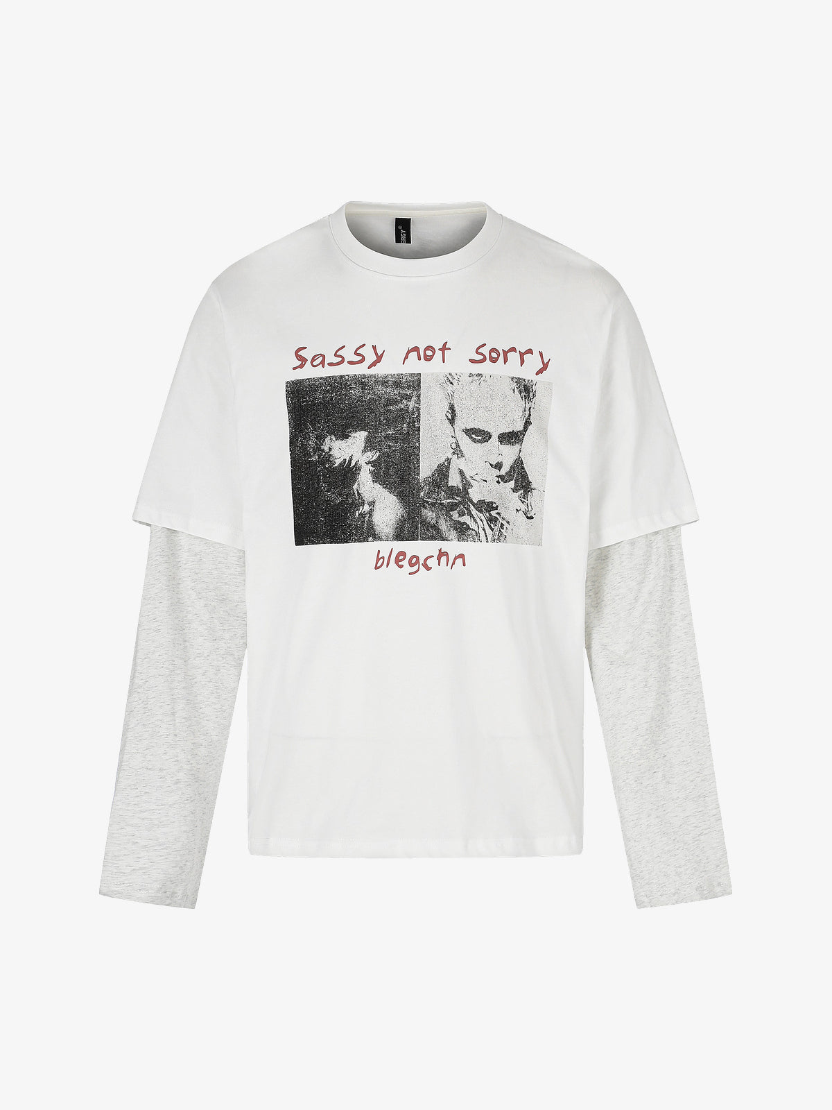 BLACK ENERGY PHOTO PRINT LAYERED SWEATSHIRT; White; front view