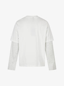 BLACK ENERGY PHOTO PRINT LAYERED SWEATSHIRT; White; back view