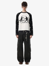 BLACK ENERGY STAR SLEEVE GRAPHIC SWEATSHIRT; White; model view