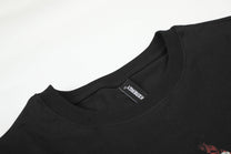 BLACK ENERGY STRIPED LAYERED LETTER SWEATSHIRT; Black; garment construction detail